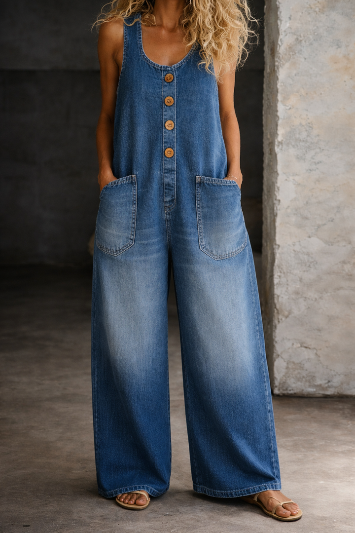 Saylor | Salopette en denim coton vintage délavé