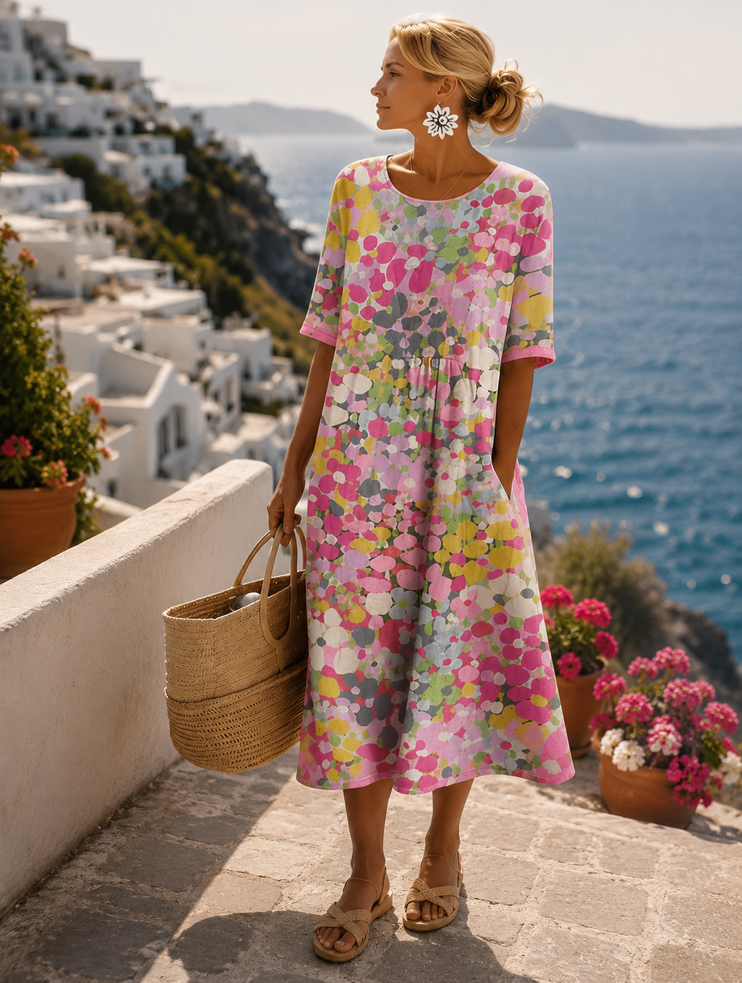 Leonor | Robe midi florale légère et fluide