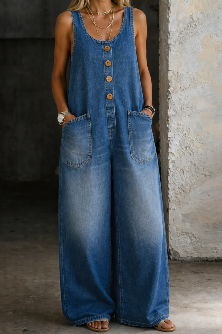 Saylor | Salopette en denim coton vintage délavé