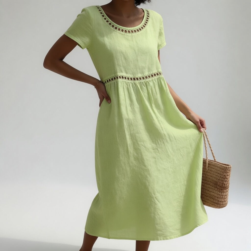 Pernelle™ | Robe mi-longue brodée féminité douce