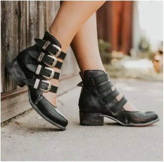 Talons en Cuir Vintage avec Boucle