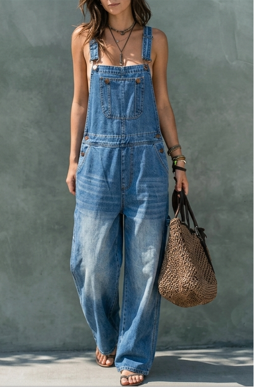 Harper | Combinaison en Jean à Taille Élastique