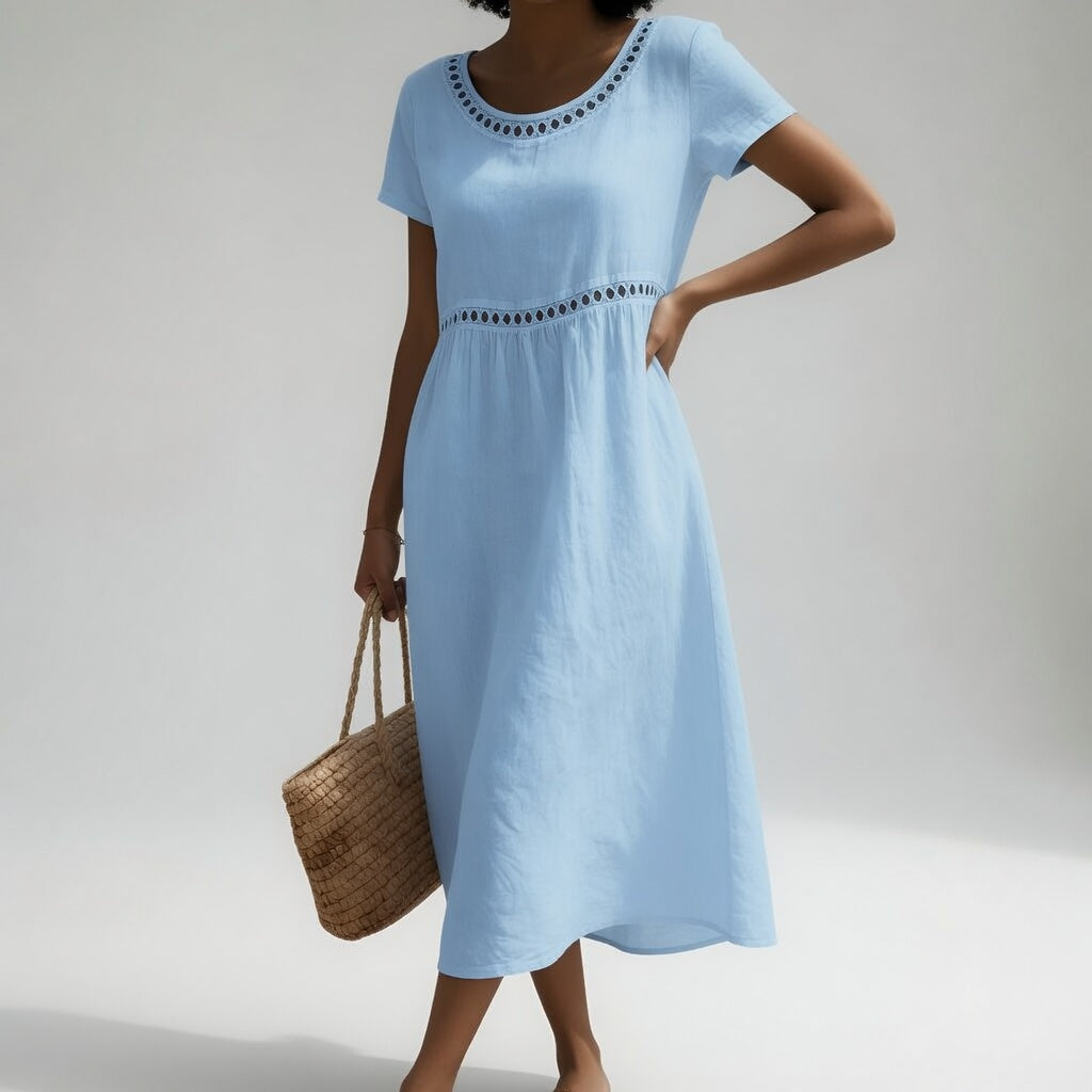 Pernelle™ | Robe mi-longue brodée féminité douce