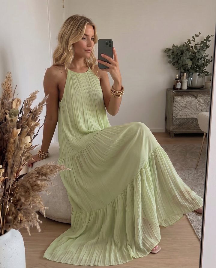 LIVIA | Maxi Robe Boho Vert Pistache