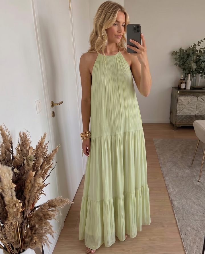 LIVIA | Maxi Robe Boho Vert Pistache