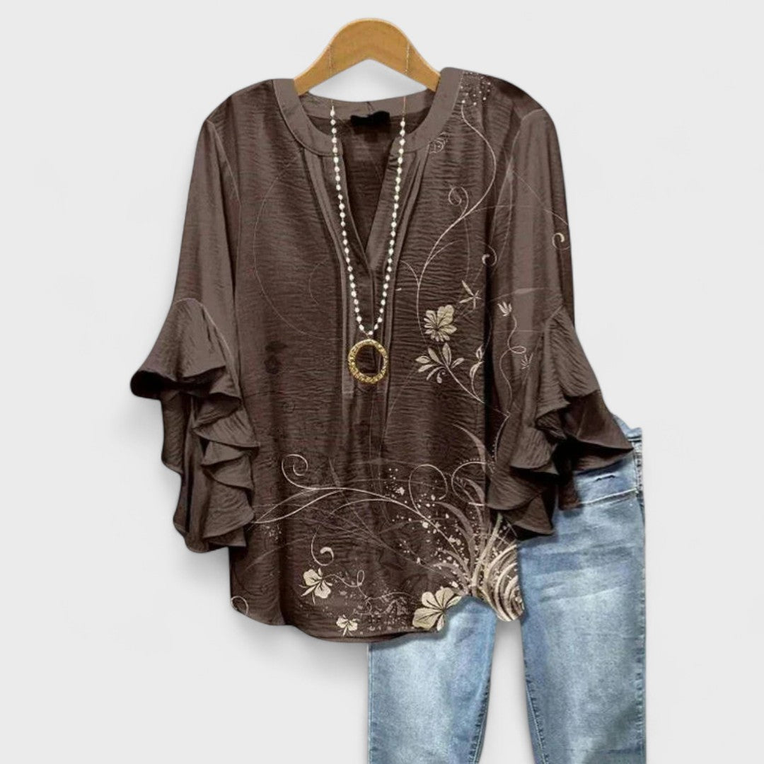 Lucy | Blouse Imprimée pour Femmes avec Manches Volantes
