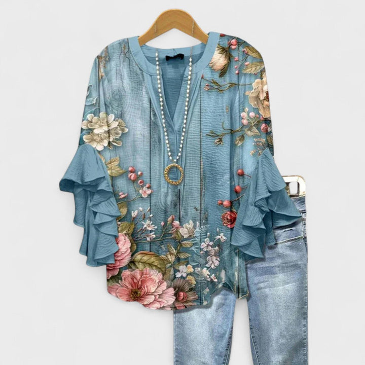Lucy | Blouse Imprimée pour Femmes avec Manches Volantes