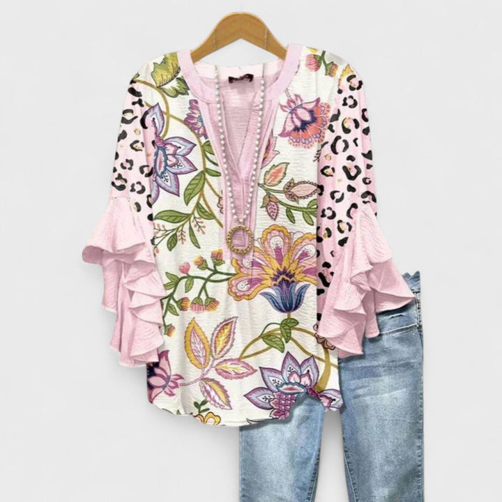 Lucy | Blouse Imprimée pour Femmes avec Manches Volantes
