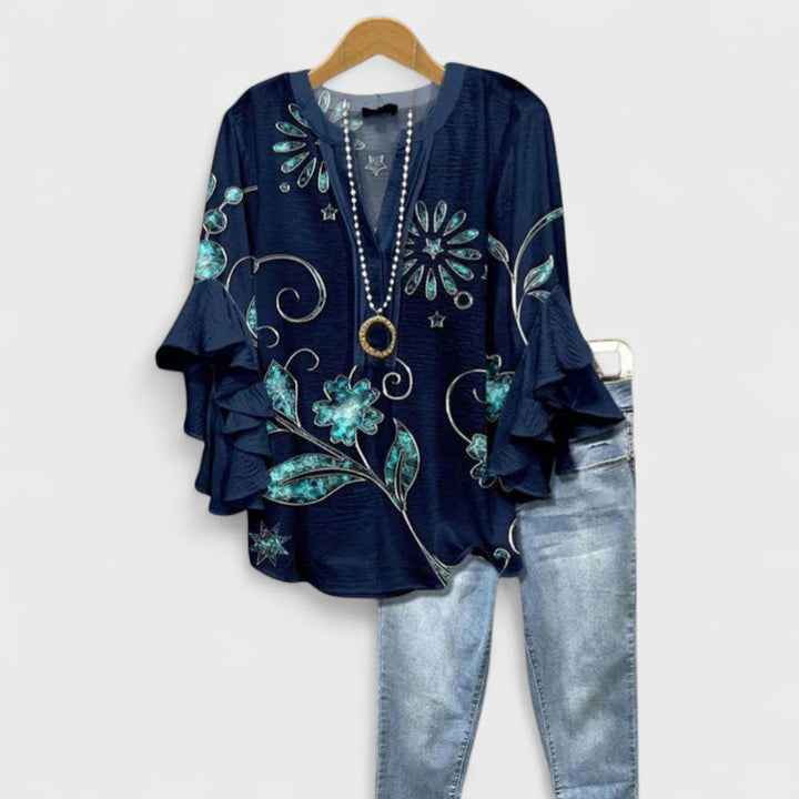 Lucy | Blouse Imprimée pour Femmes avec Manches Volantes