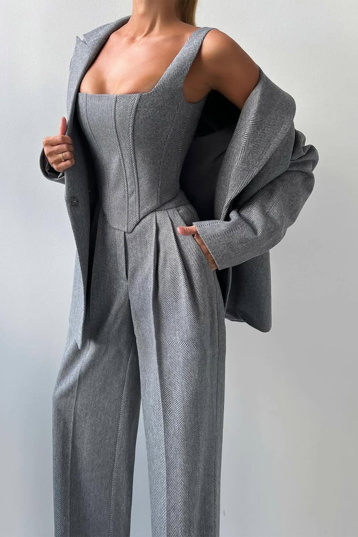 Hannah | Ensemble trois pièces avec blazer croisé