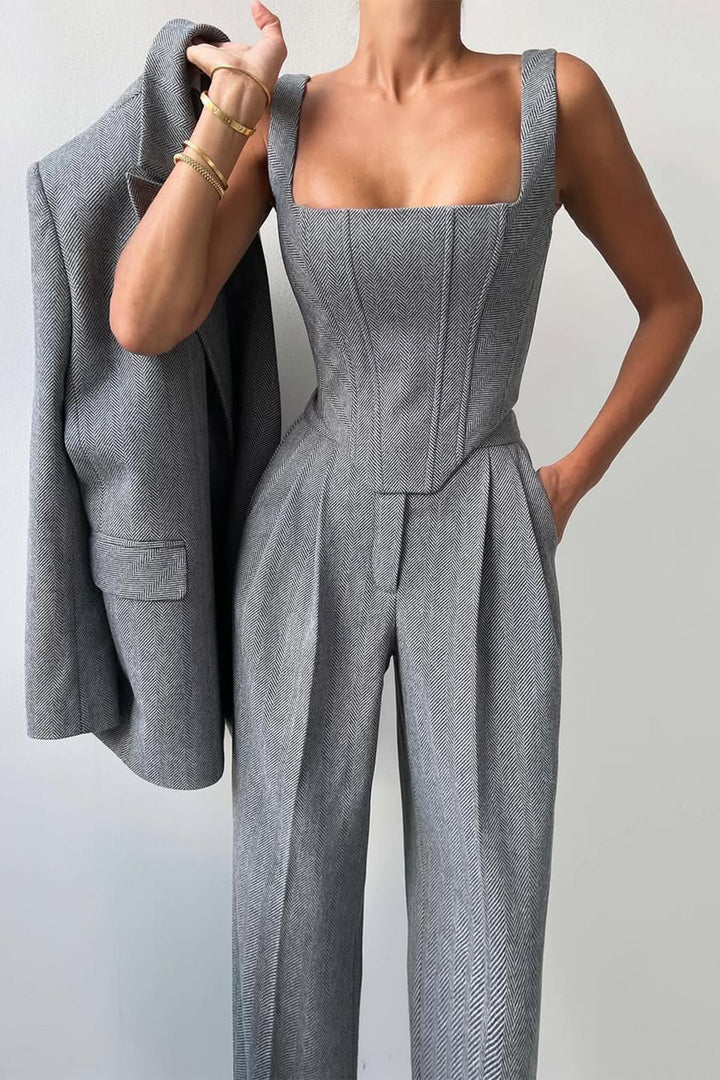 Hannah | Ensemble trois pièces avec blazer croisé