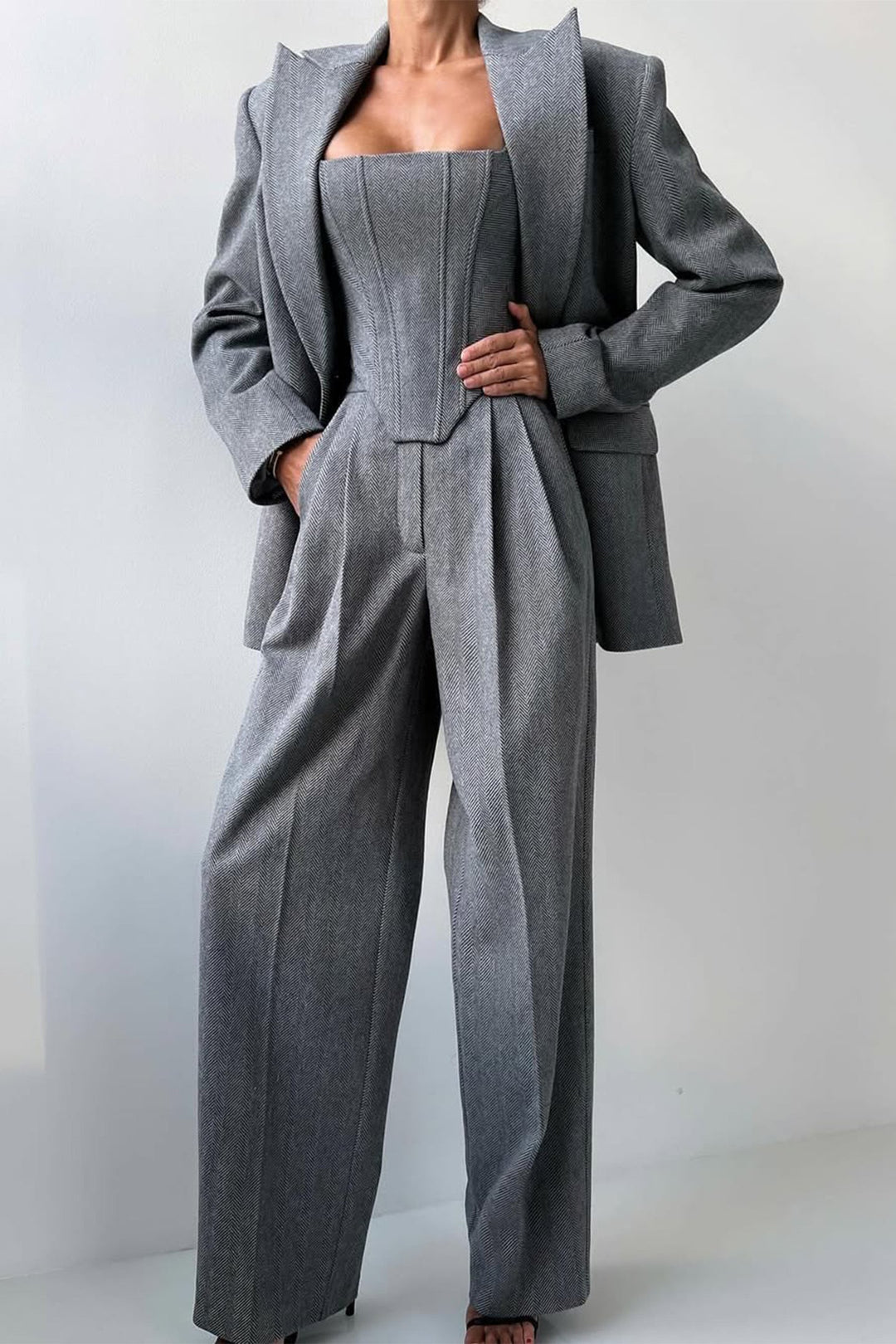 Hannah | Ensemble trois pièces avec blazer croisé
