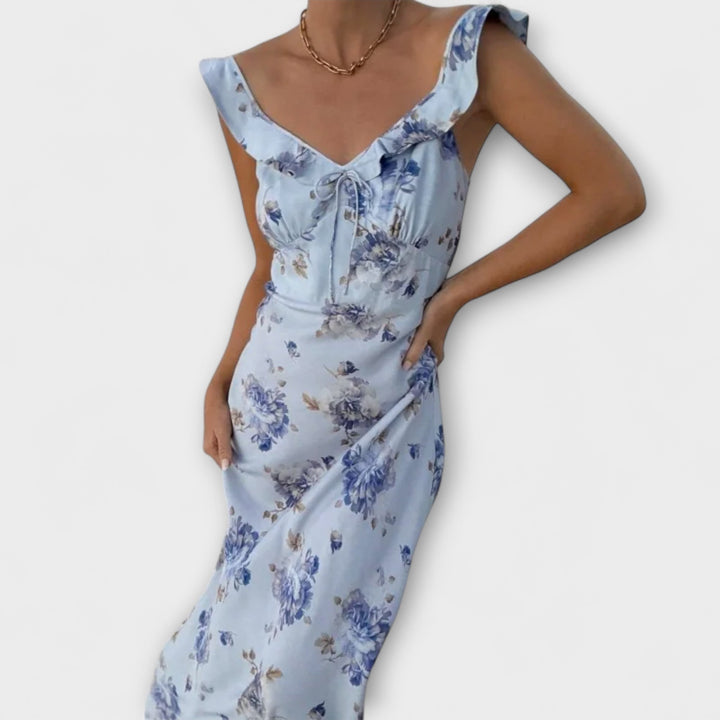 Robe maxi à motifs floraux cryptographiques