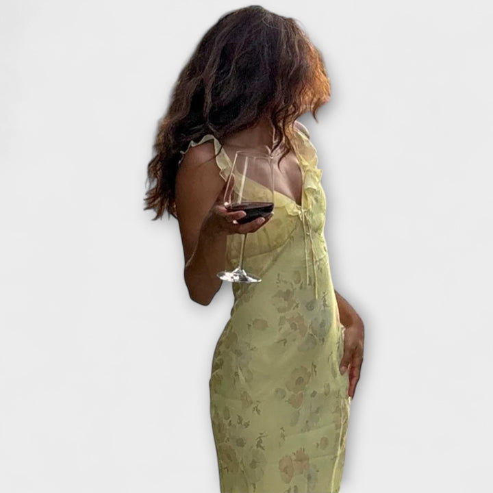 Robe maxi à motifs floraux cryptographiques