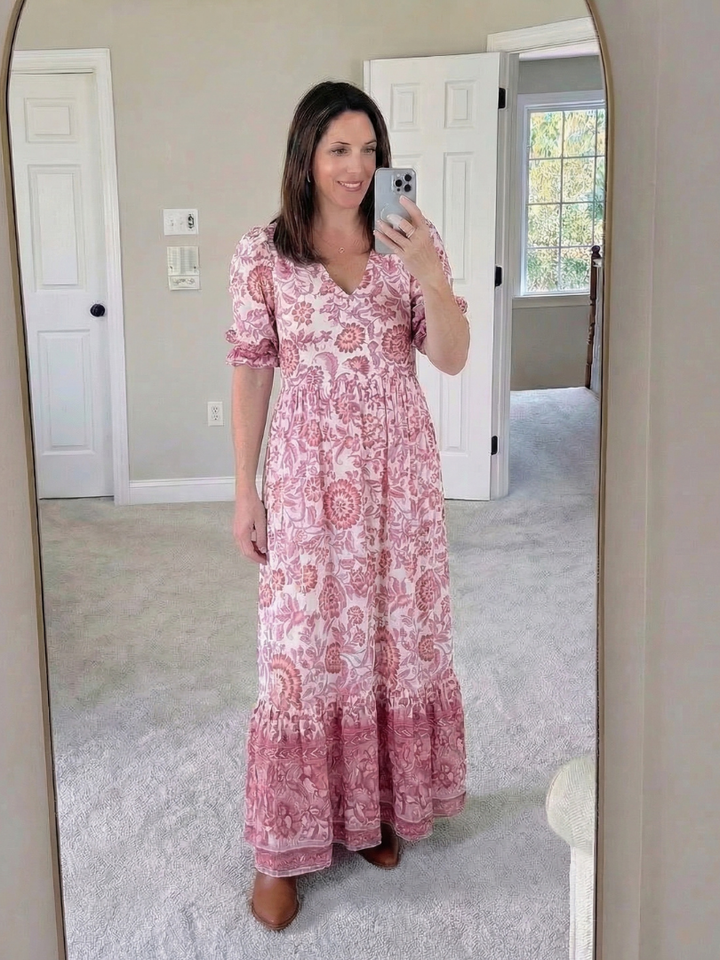 Clara – Robe midi fluide fleurie