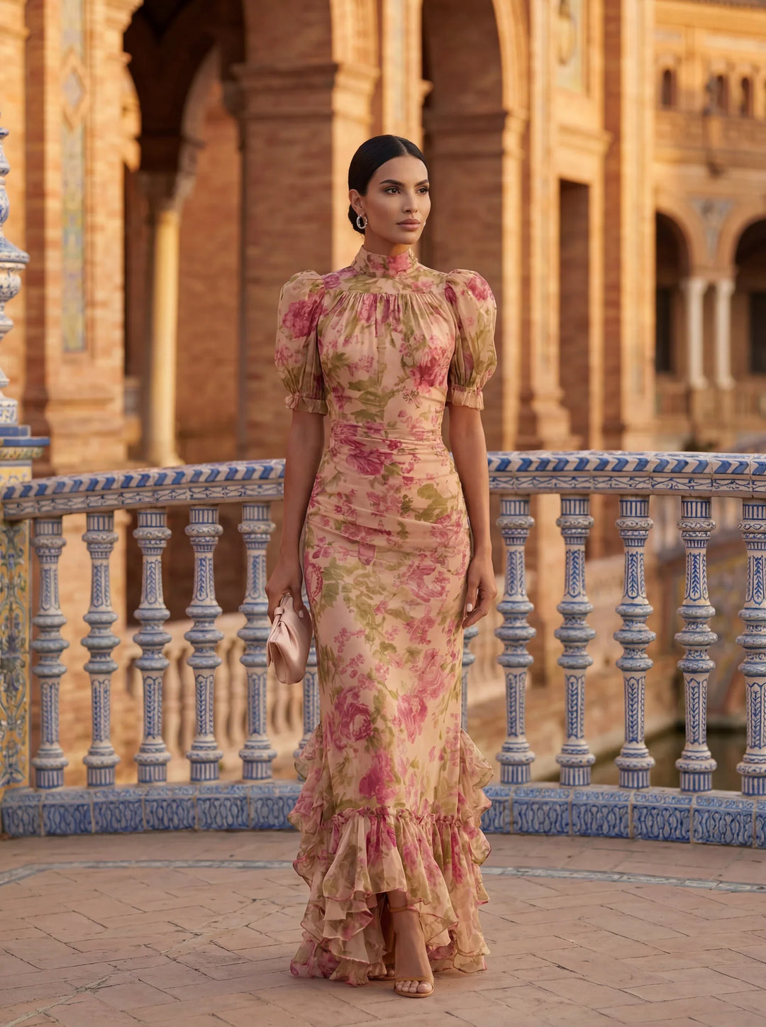 Rosario | Robe Longue Fleurie en Chiffon