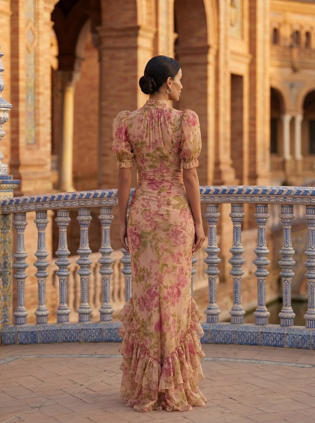 Rosario | Robe Longue Fleurie en Chiffon