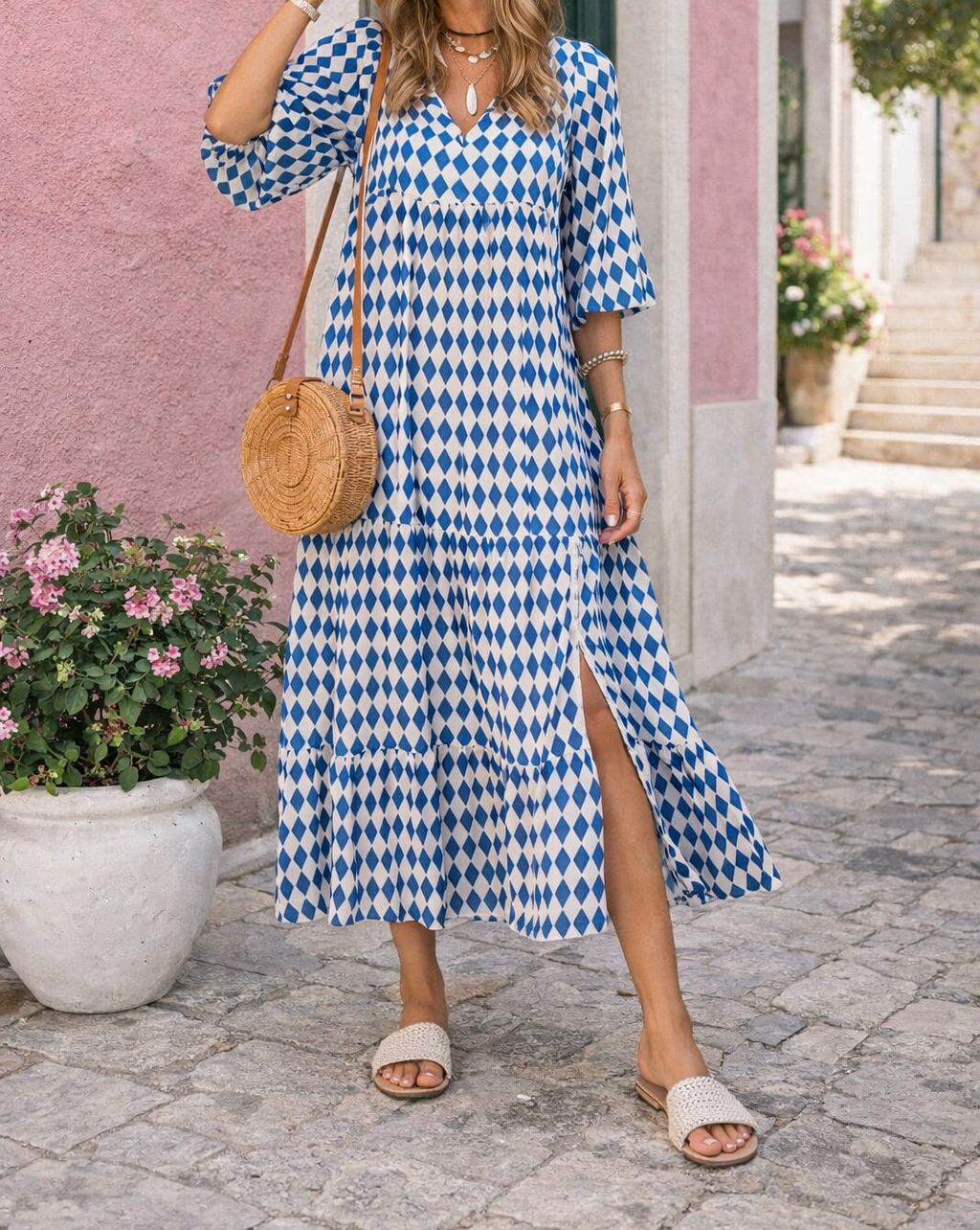 Solène | Robe Midi Fluide à Col V