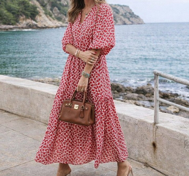 Solène | Robe Midi Fluide à Col V