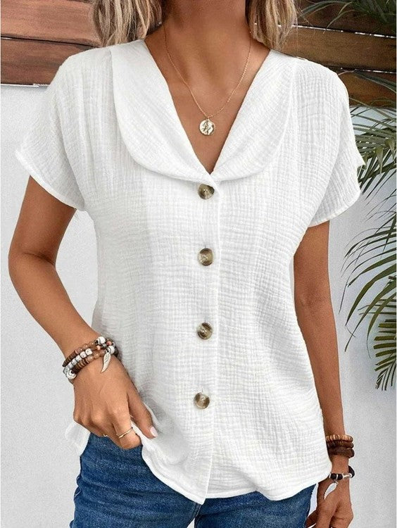 Casia | Blouse Boutonnée Côtière