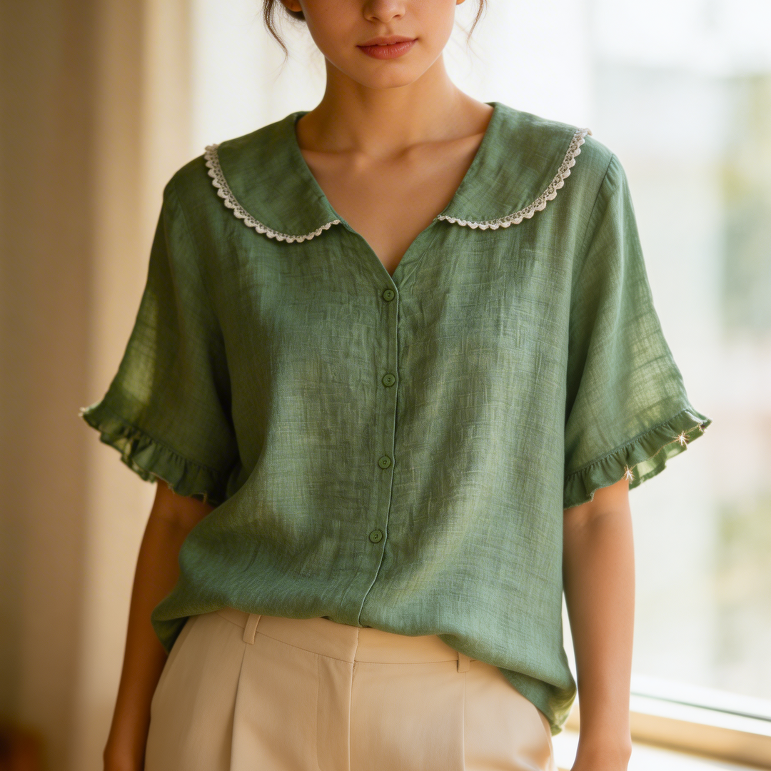 Lily | Blouse à Boutons avec Volants Doux