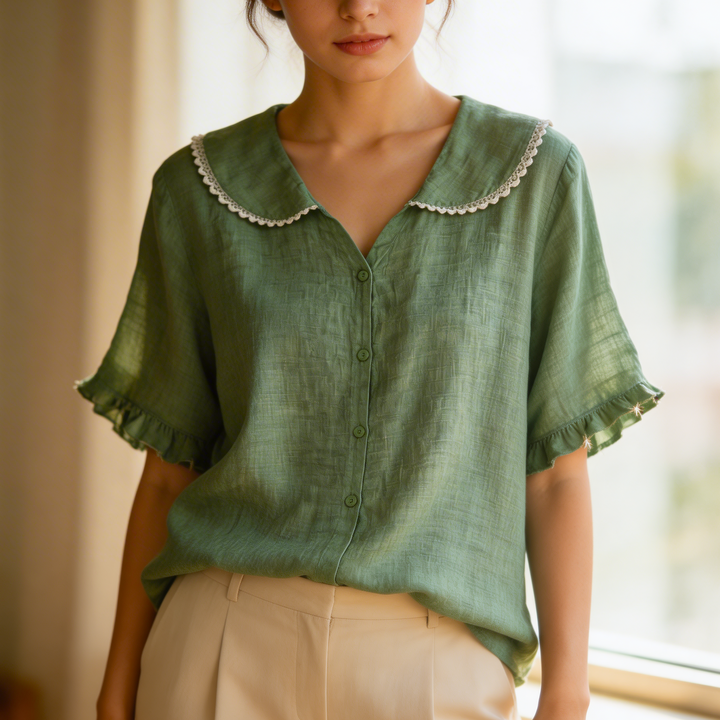 Lily | Blouse à Boutons avec Volants Doux