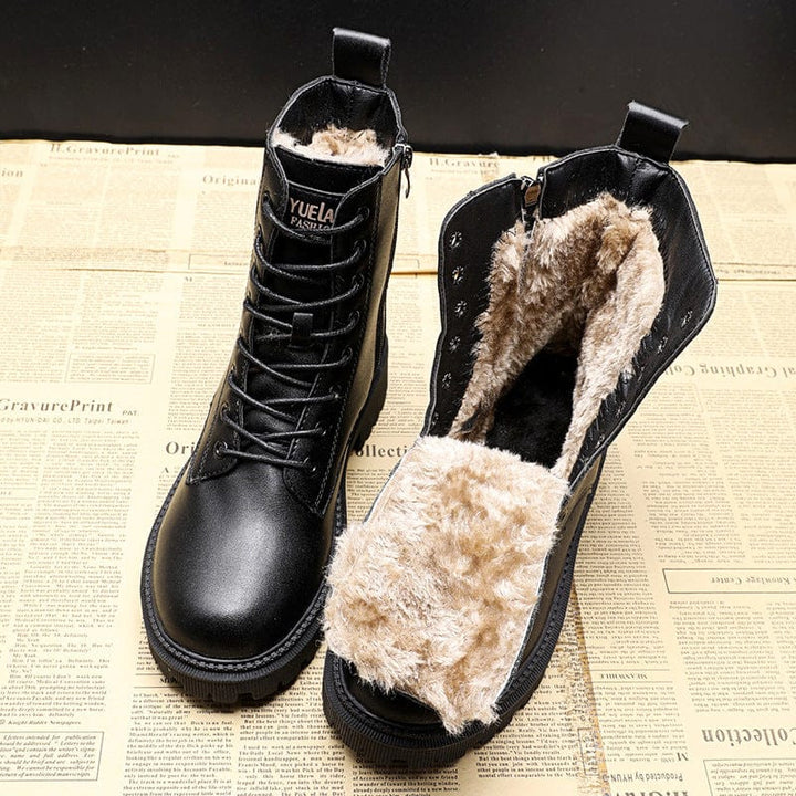 Bottes en Cuir Noir Poli