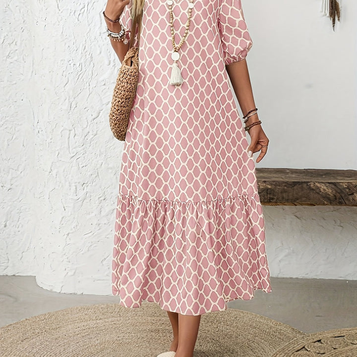 Rosalie – Robe midi fluide et confortable à motif élégant