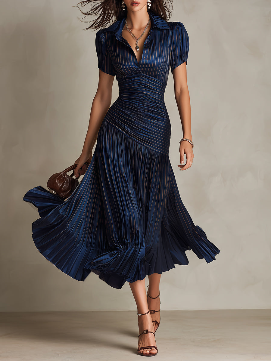 Adriana - Robe Midi Rayée Rétro