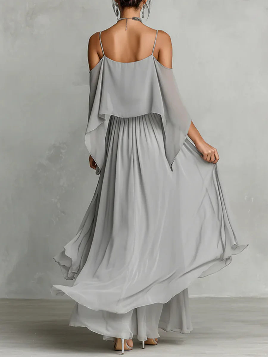 Isabela | Ensemble fluide gris avec top à bretelles et pantalons légers