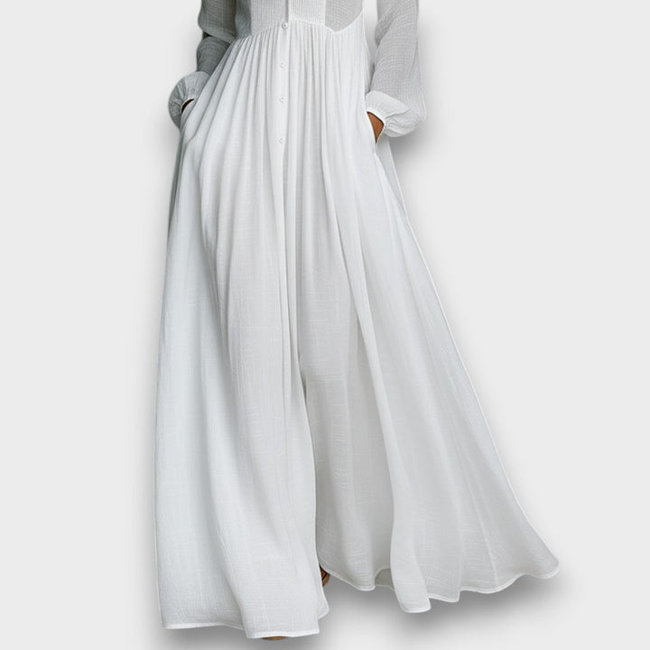 Serena - Robe Maxi avec Boutons Frontaux Fluides