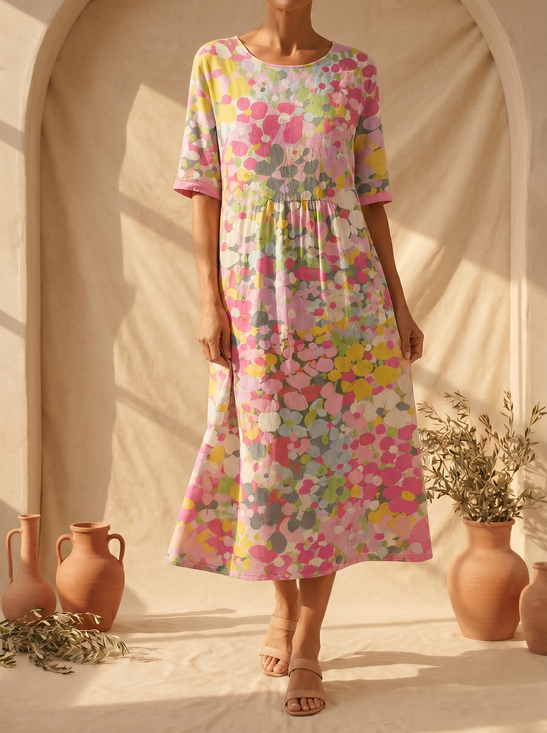Leonor | Robe midi florale légère et fluide
