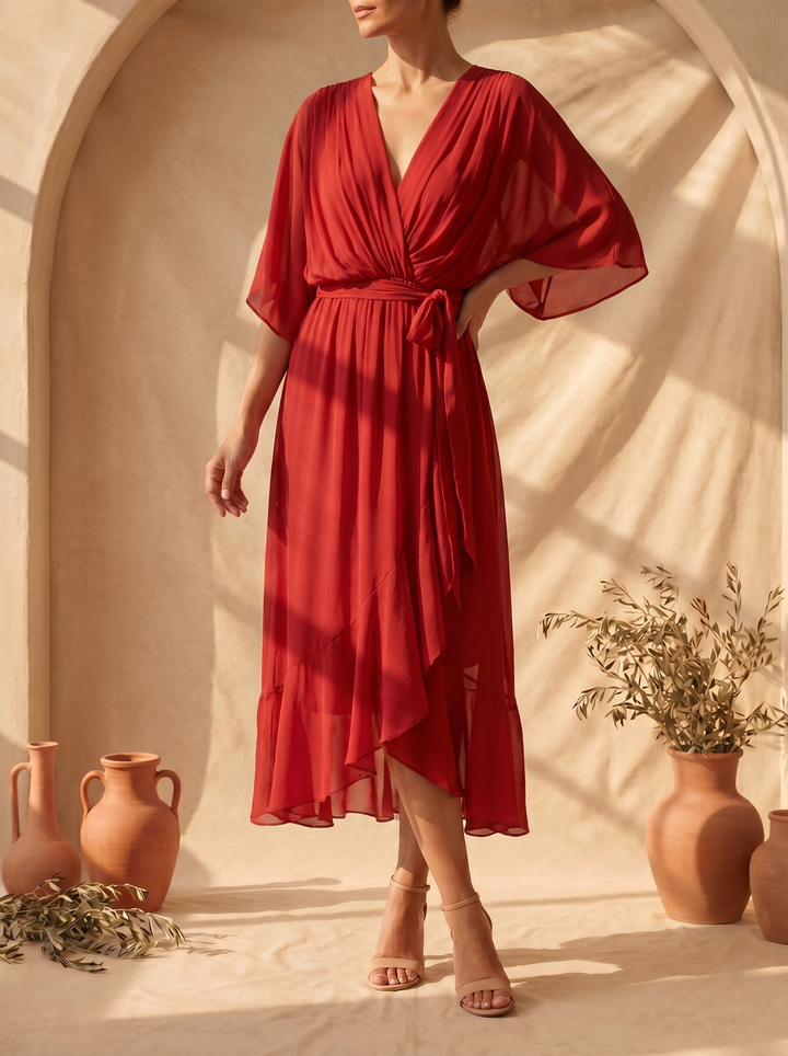 Sfumato | Robe en Chiffon avec Décolleté en V