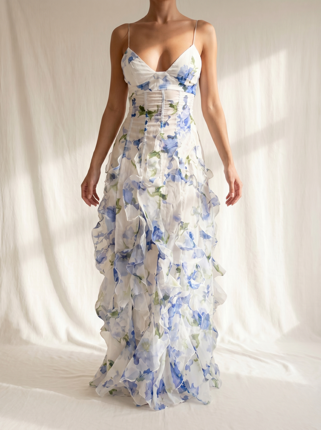 Uri | Robe Midi Florale avec Volants
