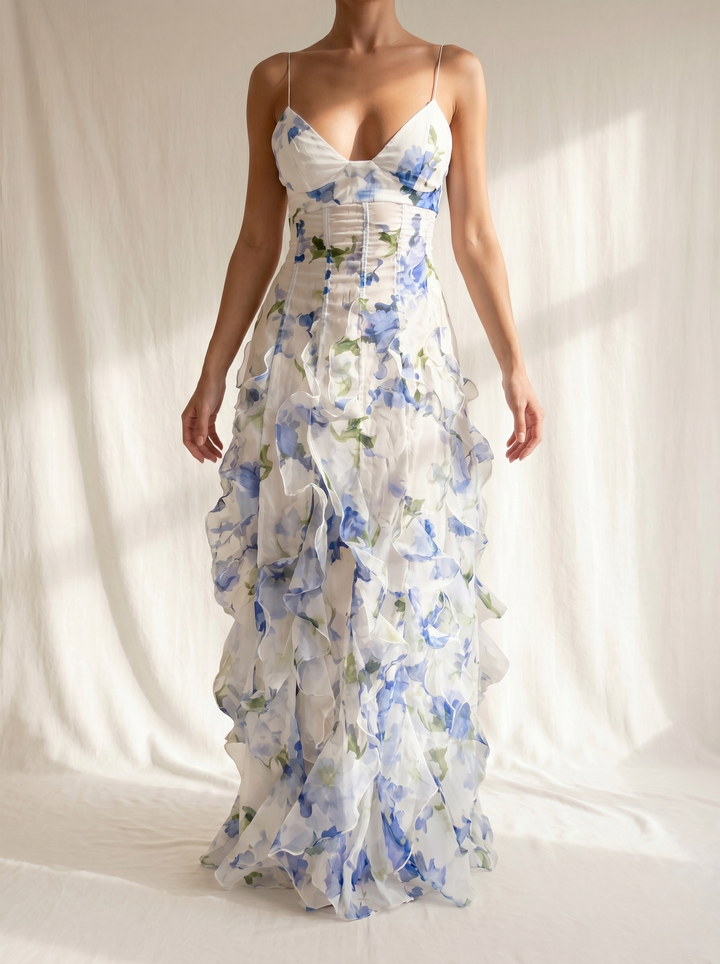 Uri | Robe Midi Florale avec Volants