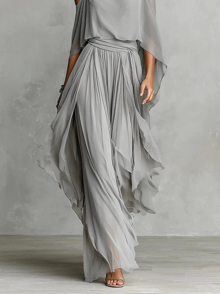 Isabela | Ensemble fluide gris avec top à bretelles et pantalons légers