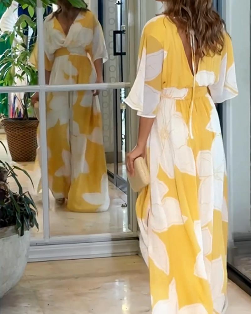 Rachel | Robe Longue à Motifs Floraux Elégante