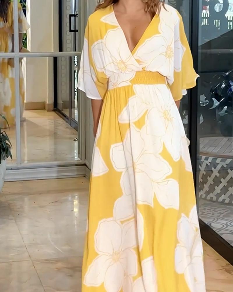 Rachel | Robe Longue à Motifs Floraux Elégante