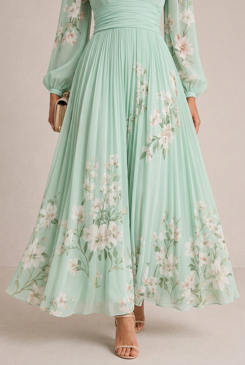 VENIRA | Robe Fleurie Verte