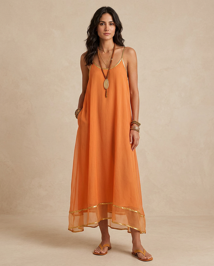 LILIANA | Robe en Tulle Abricot avec Lacs