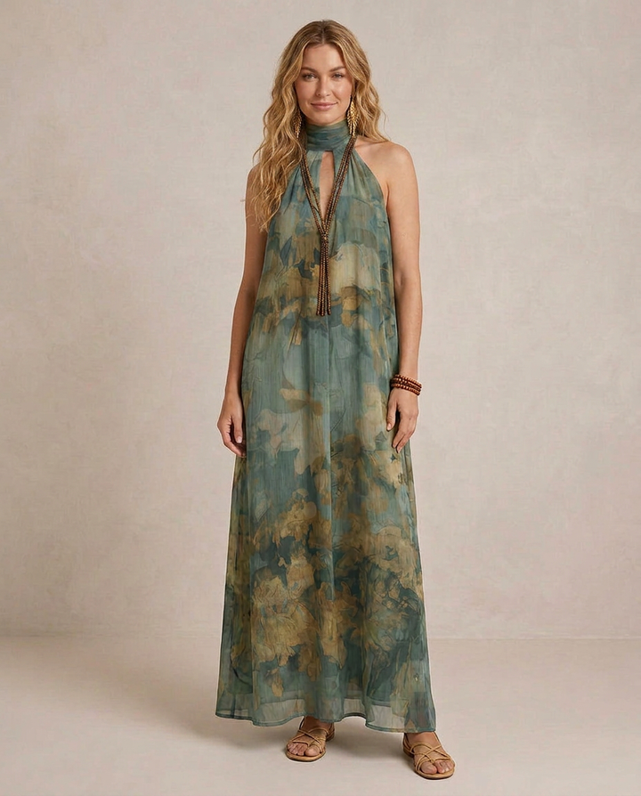 FLORA | Maxi Robe Chiffon Florale Boho