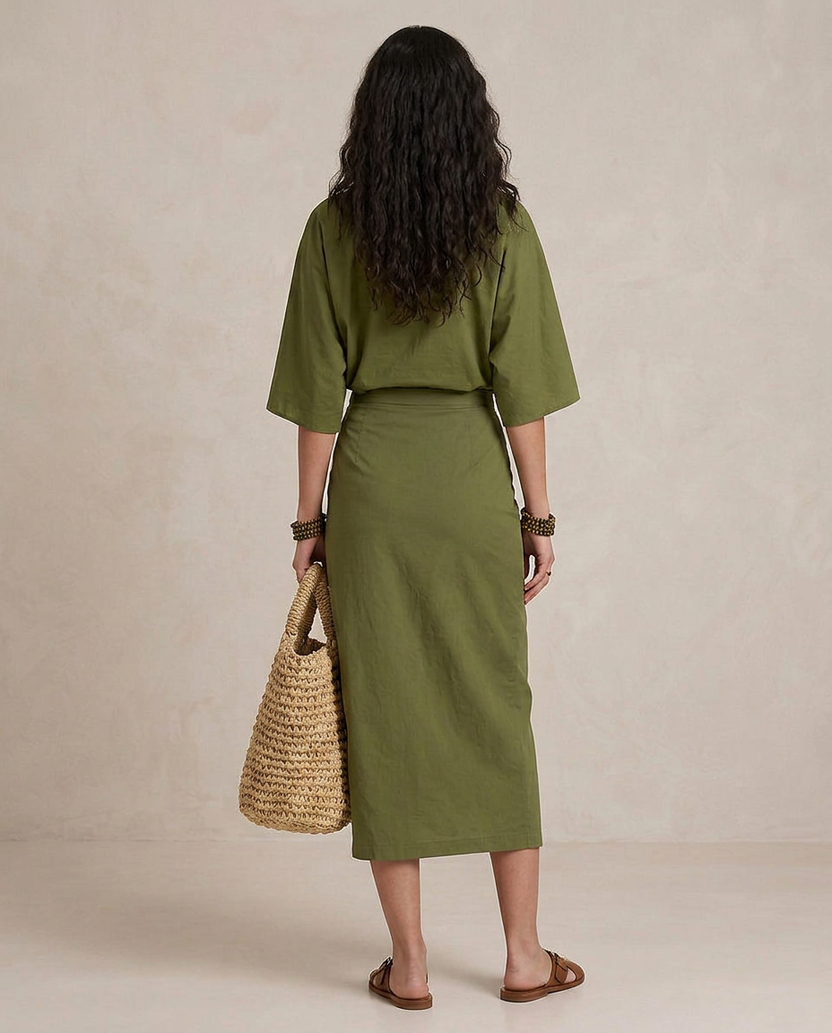 MARTA | Robe Midi Boho Vert Olive