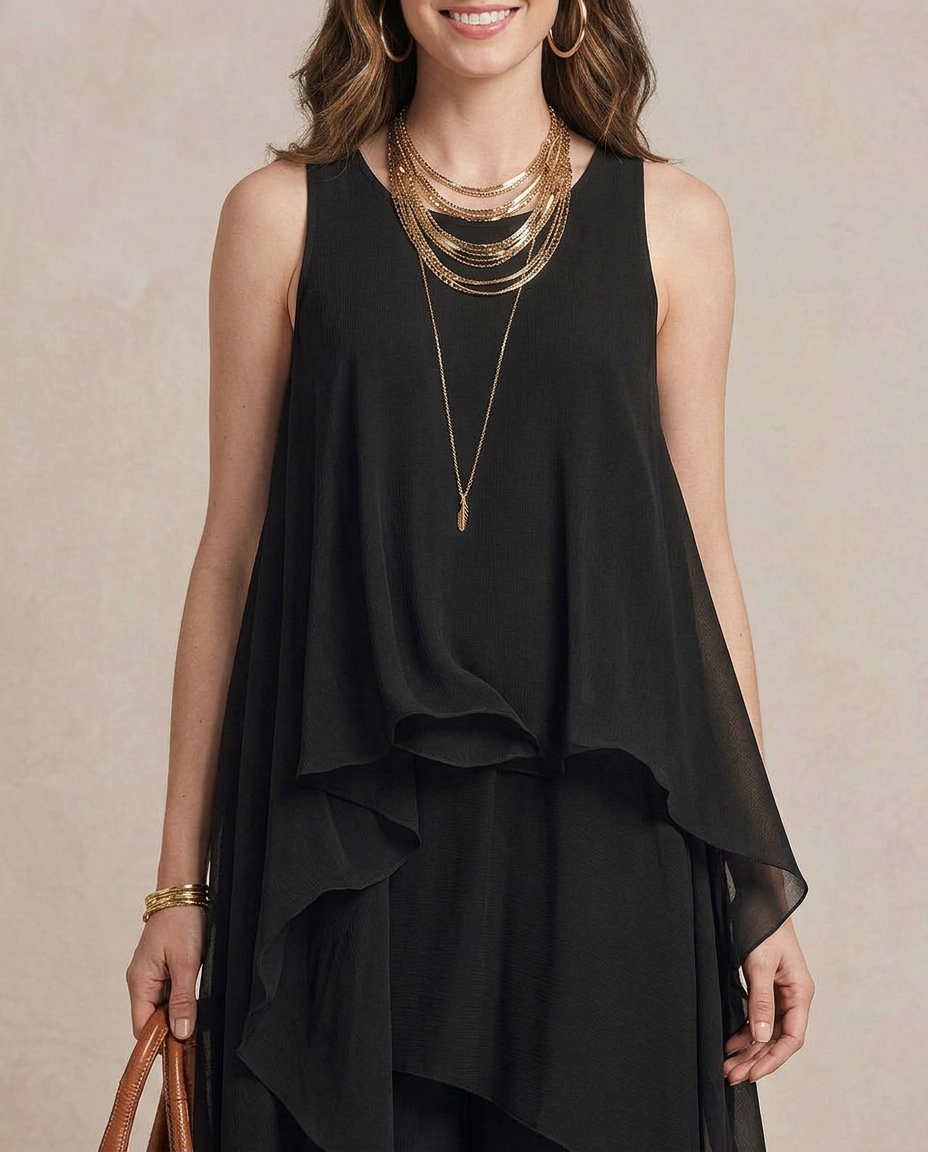 NOEMI | Maxi Robe Boho en Chiffon Noir
