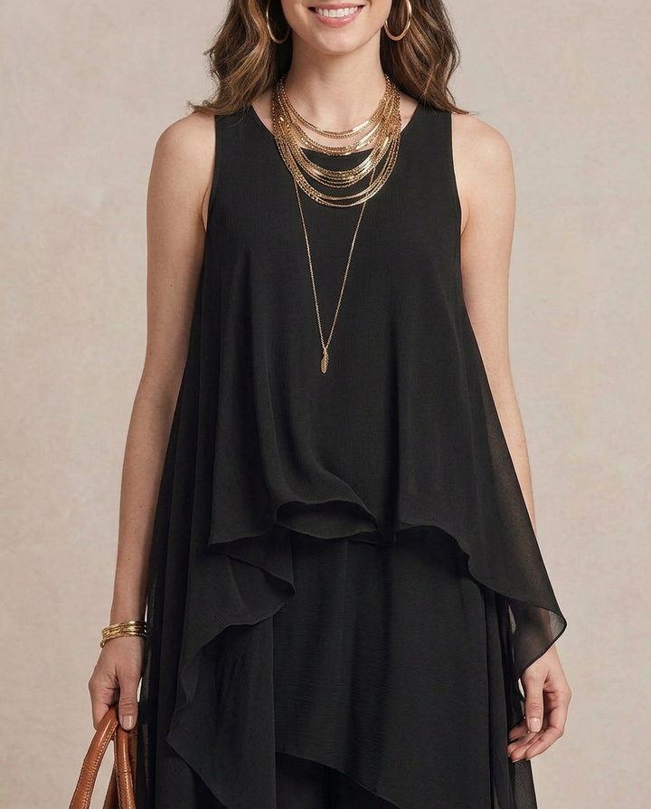 NOEMI | Maxi Robe Boho en Chiffon Noir