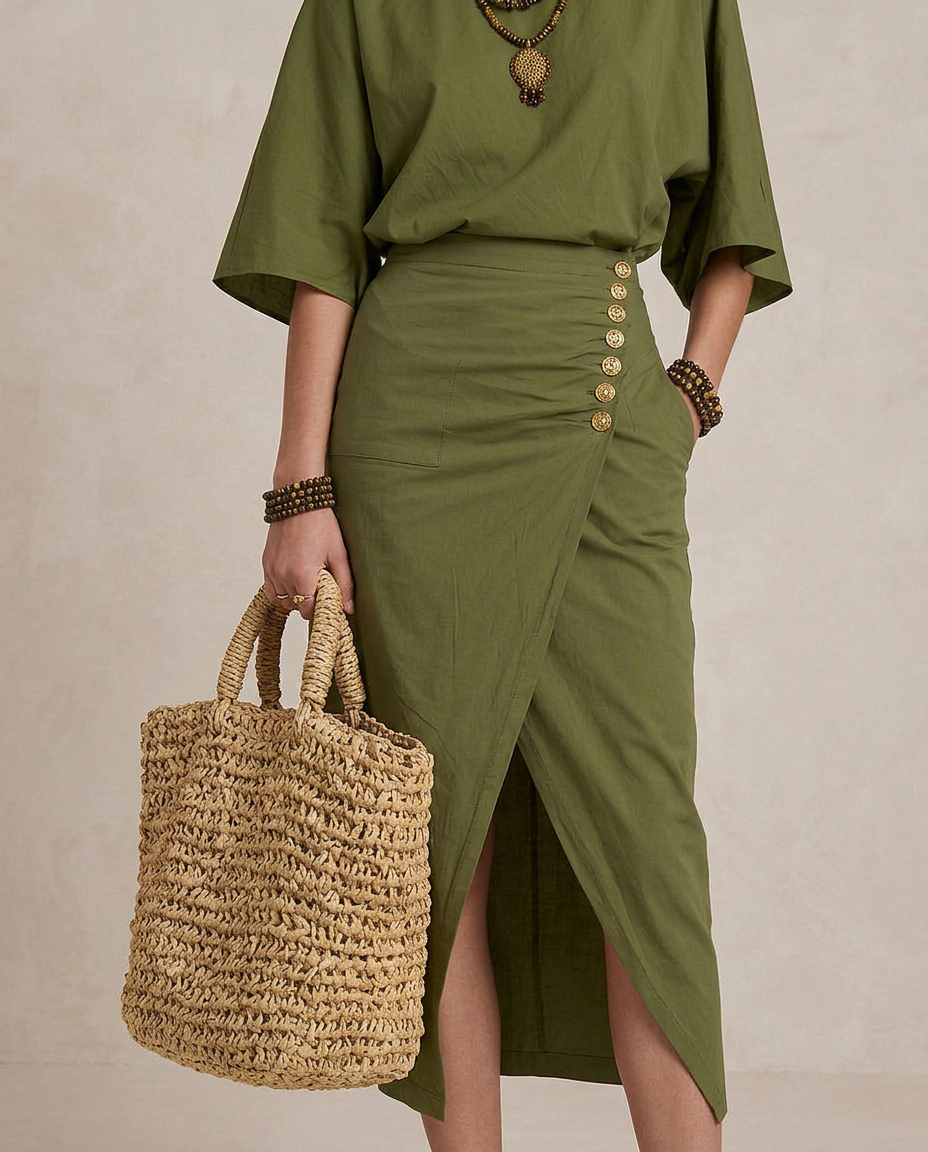 MARTA | Robe Midi Boho Vert Olive