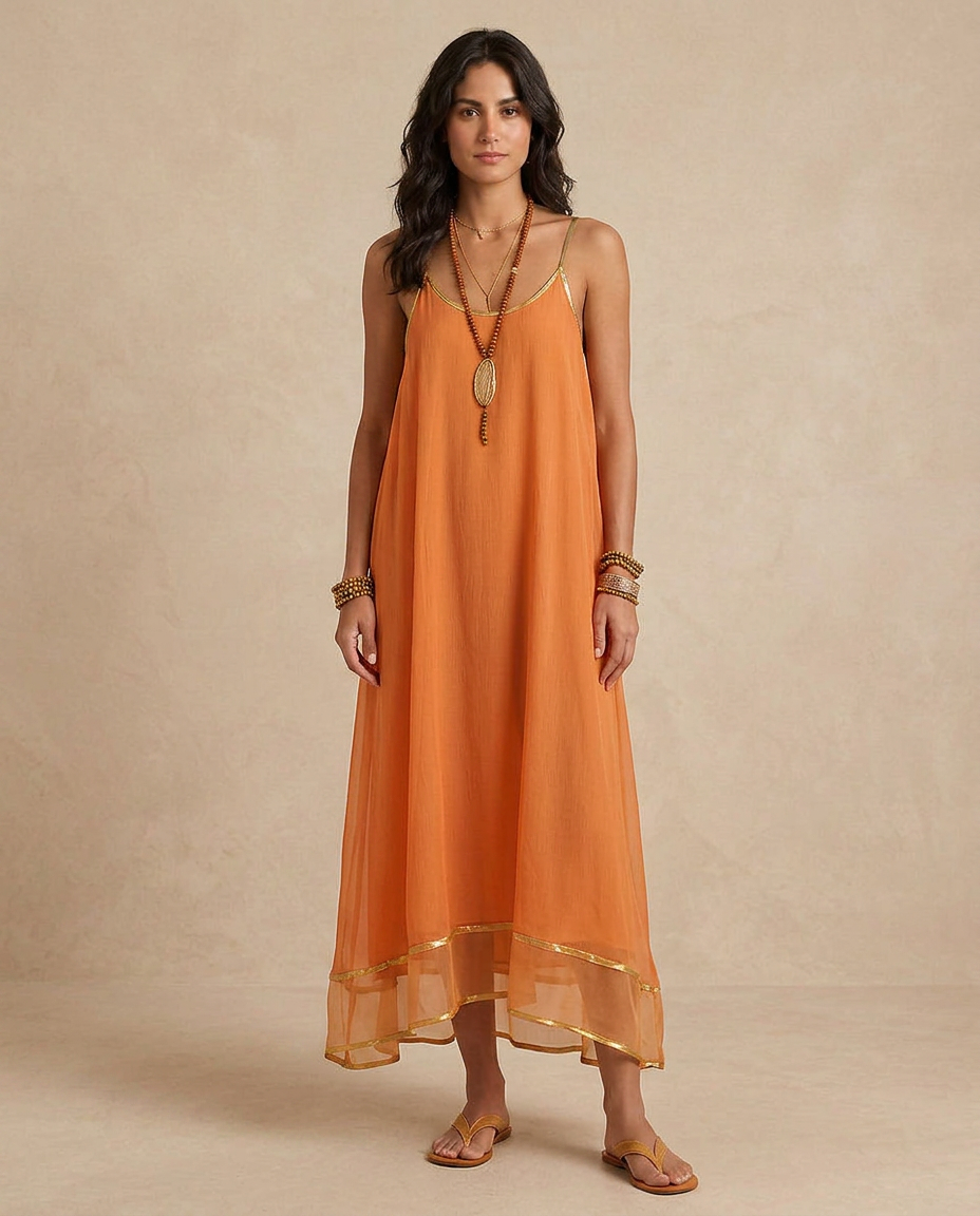 LILIANA | Robe en Tulle Abricot avec Lacs