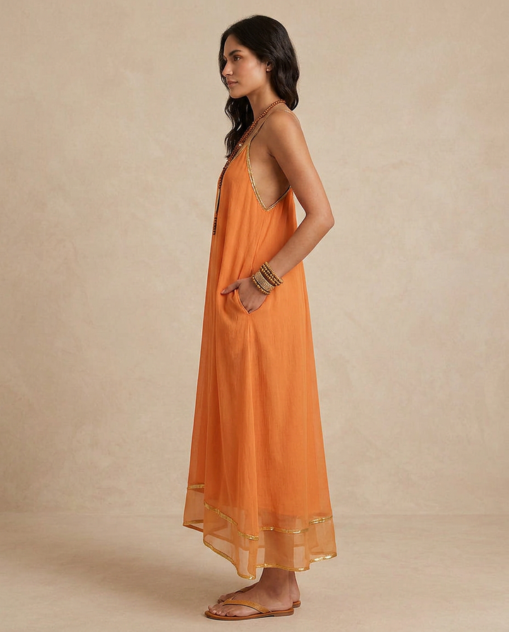 LILIANA | Robe en Tulle Abricot avec Lacs