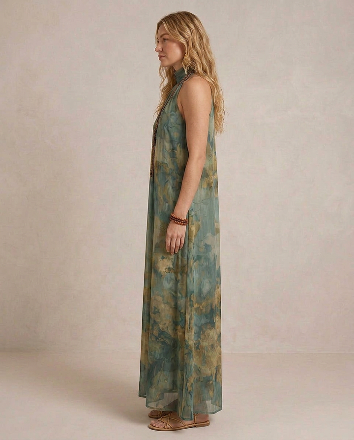 FLORA | Maxi Robe Chiffon Florale Boho