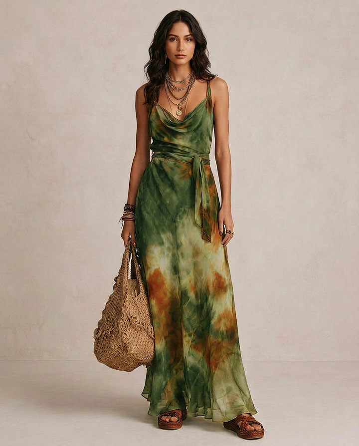 ELIRA | Maxi Robe Verte Abstraite