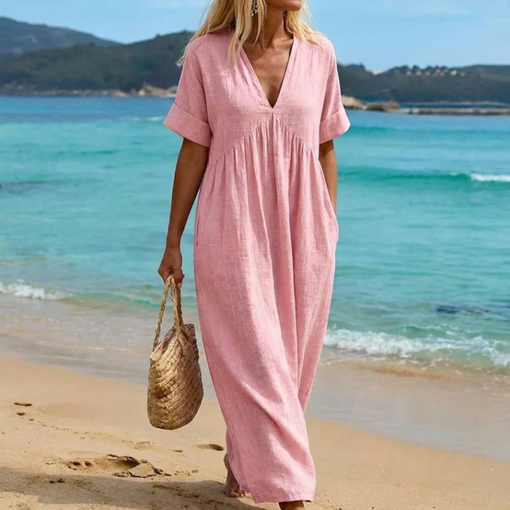 Viviana | Robe Longue Décontractée à Col en V